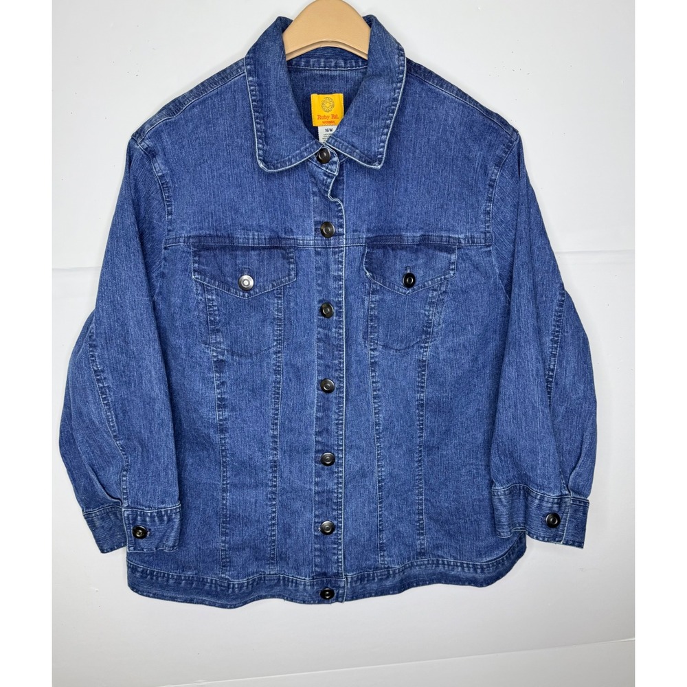 Ruby Rd Denim Jacket Women‎ 16W Button Front Stretch Festival Western Workwear